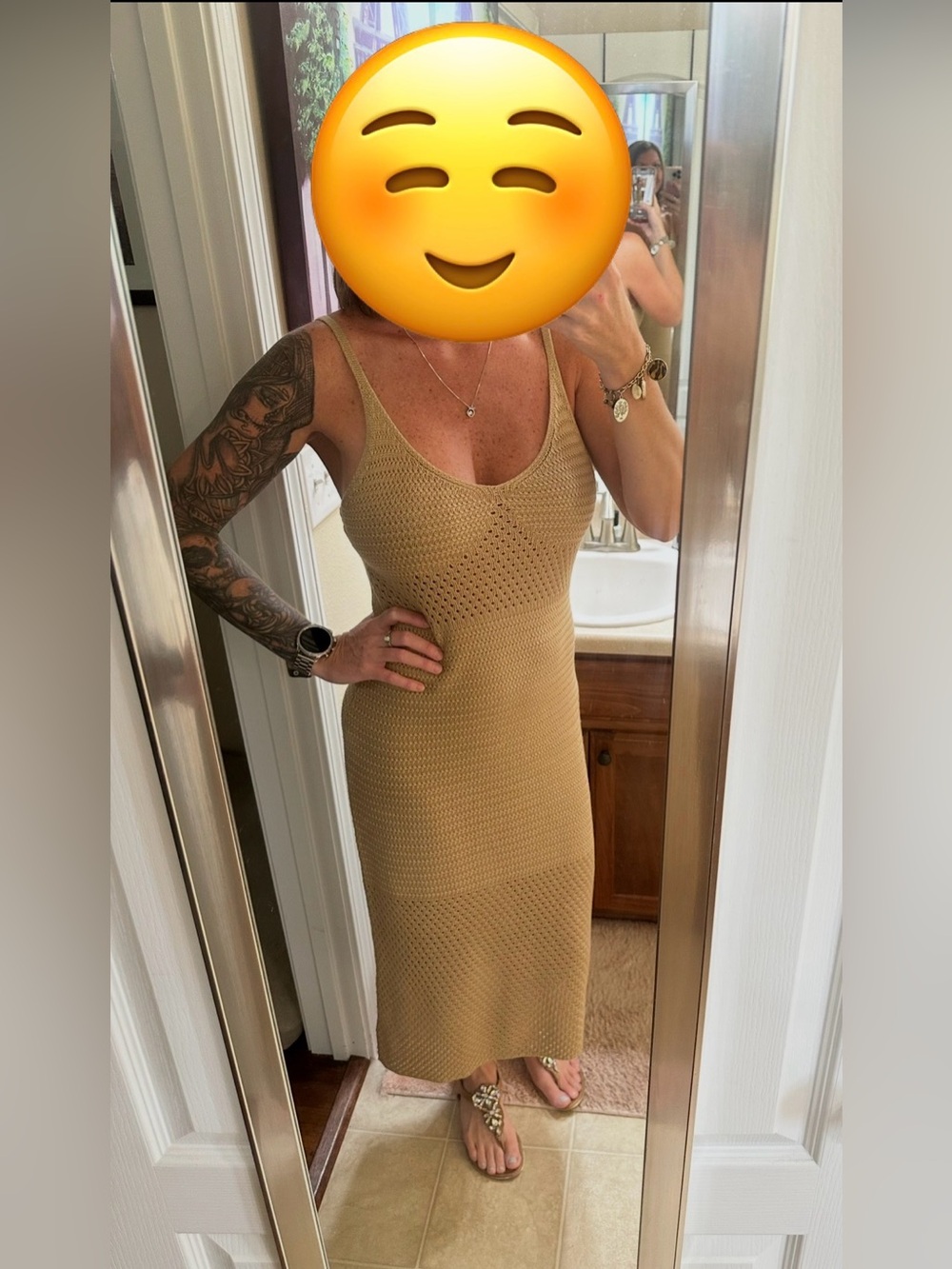 Almost Famous Tan Knit Midi Dress